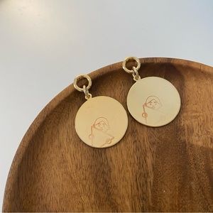 4/$15 Gold Reading Disk Drop Earrings